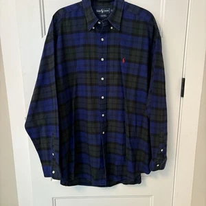 Polo Ralph Lauren Men’s XL The Big Shirt Oxford Cloth Button Down Plaid Logo - Picture 1 of 6