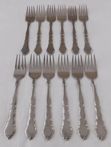 Set 12 Oneida Royal Chippendale Edelstahl Salatgabeln Besteck glänzend Gabel - Bild 1 von 5