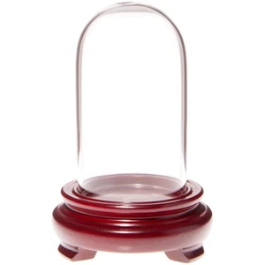 Plymor 1.85" x 3.5" Mini Glass Display Dome Cloche (Red Wood Veneer Footed Base) - Picture 1 of 1