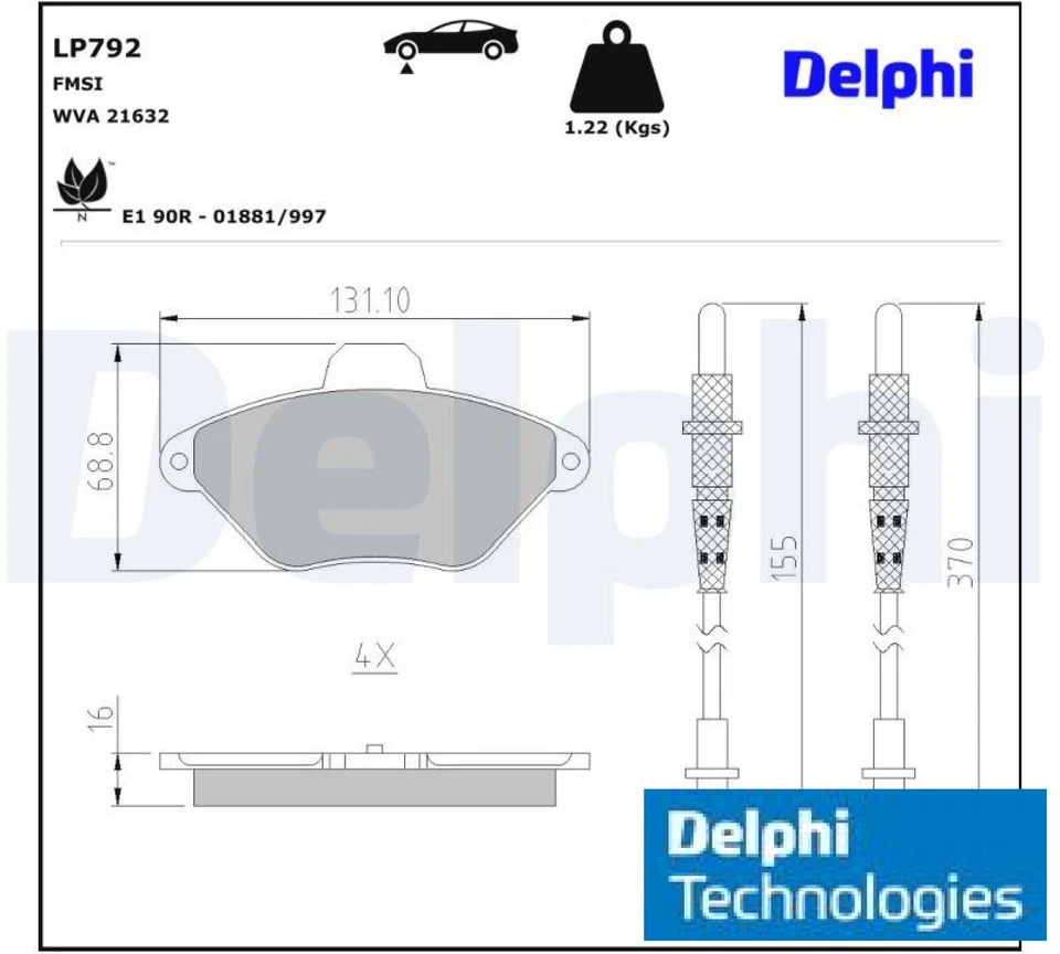 Delphi LP792 Bremsbelagsatz für Scheibenbremse Bremsbelagsatz für Citroen  - Bild 1 von 1