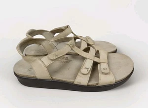 SAS Tripad bequeme Neapel Leinen beige Leder Komfort Slide Sandalen 11 WEIT EUC - Bild 1 von 7