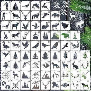 70Pcs Wildlife Animal Stencils for Painting, Wood Burning, Nature Stencil Bear,  - Picture 1 of 12
