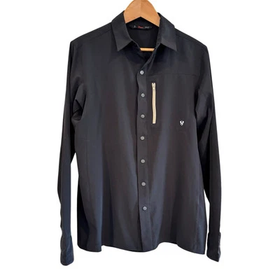 Camisa de rendimiento estoica manga larga para hombre M negra con botones a presión elástica senderismo Foto 1 de 4