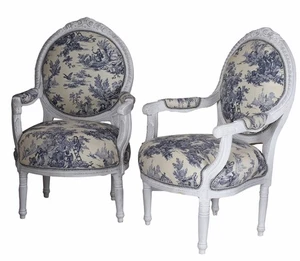 Zwei Barocksessel Armlehnstuhl Antik Sessel Rokoko Set Kaminsessel Toile de jour - Bild 1 von 5
