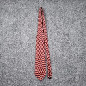 Paolo Gucci Neck Tie Mens Red Silk Woven Hand Finish Geometric Necktie Italy - Picture 1 of 11