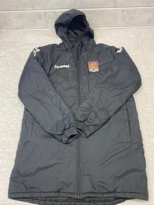 Northampton Town FC Hummel black Padded Winter Coat Hooded | Men's Adult M (L14) - Picture 1 of 17