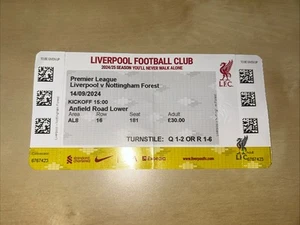 LIVERPOOL v NOTTINGHAM FOREST FOOTBALL TICKET CHAMPIONS 2025 - Picture 1 of 2