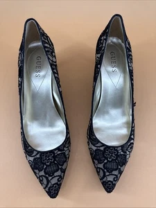 GUESS Navy Lace 9 Pointy Toe Carrie Stilettos High Heels L - Bild 1 von 8