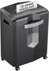 12-Sheet Micro Cut Paper Shredder, Heavy Duty Shredder for Home Office Runs for - Picture 1 of 6