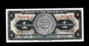 MEXIKO ( 1 ) BANKNOTE 1 PESO 22 . 7 . 1970 P 59 L Stempelglanz - Bild 1 von 2