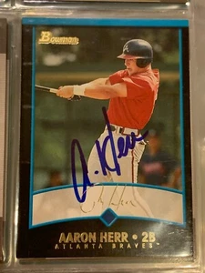 AARON HERR AUTOGRAPHED SIGNED 2001 BOWMAN CARD BRAVES COA - Picture 1 of 1