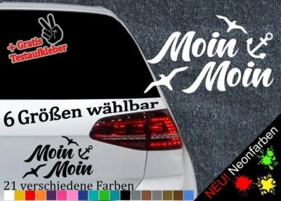 Moin Moin Möwen Aufkleber -6 Größen 21 Farben- Norderney Urlaub Sylt Ostsee Föhr - Bild 1 von 4