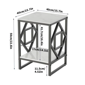 WISFOR 2-Tier Coffee Table White Sintered Stone Top Side Table with Open Storage - Picture 1 of 16
