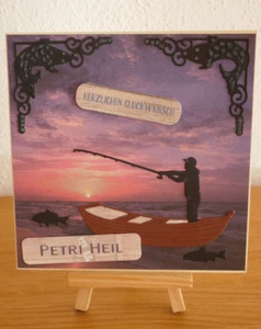 Karte Glückwunsch Geburtstag Gutschein Angeln Angler Handarbeit - Bild 1 von 4