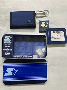 Vintage 90's Starter Athletics Wallet Trifold Billfold With Pockets Nylon Blue - Picture 1 of 6