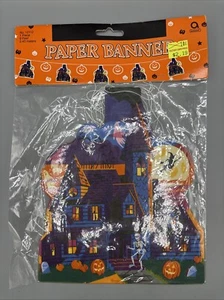 Vintage Amscan Halloween Paper Banner 8ft NIP 1 Piece - Picture 1 of 9