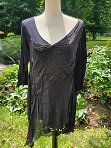 Johnny Was 4 Love & Liberty Sz L Black Embroidered + Lace 100% Cotton Blouse Top - Picture 1 of 5