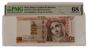 PERU - 200 NUEVOS SOLES - PICK 191 - 2012 - PMG SUPERB GEM UNC 68 EPQ - SANTA - Picture 1 of 2