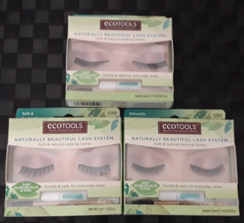 3 X Assorted EcoTools False Lash System with Bamboo Tool 1259  1260 1261 BNIB - Image 1 of 4