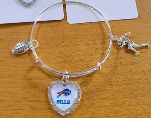Buffalo Bills Bangle Charm Bracelet Football Jewelry NFL - Picture 1 of 2
