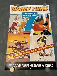 Looney Tunes 1980s Rare uk video shop film poster Pre Cert Warner