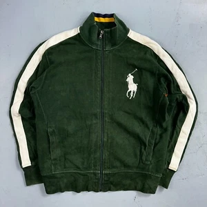 Polo Ralph Lauren VTG Track Jacket Mens Large Green Big Pony Cotton - Picture 1 of 9