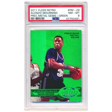 2011-12 Fleer Retro Precious Metal Gems PMG Green Alonzo Mourning 08/10 PSA 8