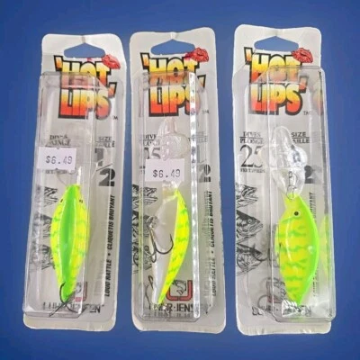 (3) Luhr Jensen Hot Lips 1/2 oz Chartreuse verde floreciente de colección Foto 1 de 4