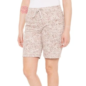 DEMOCRACY AbSolution Leisure Drawstring Shorts 9" Inseam Sandy Peach Floral 8 10 - Picture 1 of 4