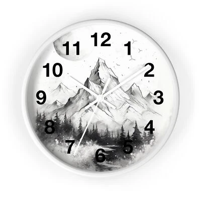 Mountain Clock | Mountain Lover Gift | Hiker Gift | Forest Clock Cabin Decor - Image 1 of 2