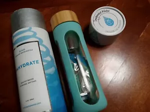 NIB Invigorated Water alkaline glass bottle w/ filter ph balanced aqua blue - Picture 1 of 5