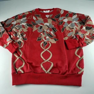 Suéter Pullover Blair Boutique Mujer Talla Pequeña Rojo Patrón Floral Cuello Redondo - Imagen 1 de 6