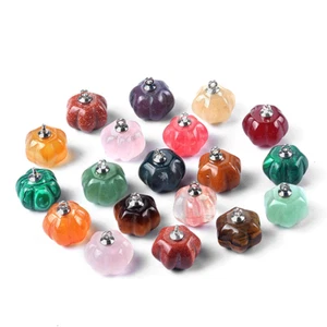 Mini Pumpkin Pendant Natural Chakra Crystal Stone Carving Necklace Reiki Jewelry - Picture 1 of 19