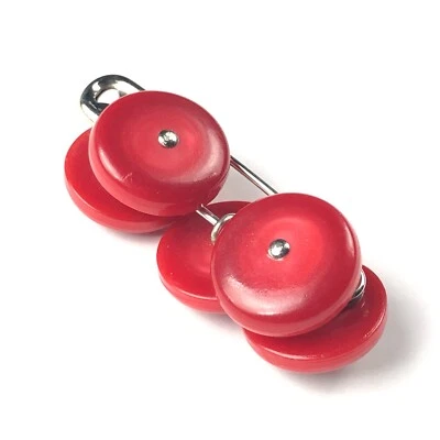 Vintage Cherry Red Button Lot Metal Shank Retro Beautiful 5 Pieces Hard Plastic - Image 1 of 4