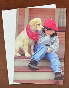 Just Hate to say Good-bye - Boy and Dog sad Greeting Card - Picture 1 of 4