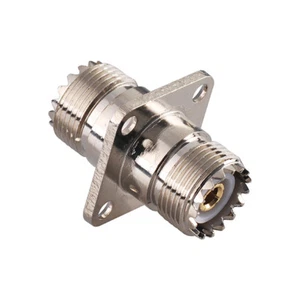 UHF SO239 Jack to UHF Female flange 4 hole panel Chassis mount Adapter Connector - Zdjęcie 1 z 3