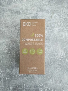 EKO Compostable Bin Liners 20 Bags Food Waste Caddy 3-6L Eco-friendly Kitchen - Picture 1 of 3