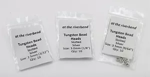 Silver Slotted Tungsten Bead Heads for Fly Tying, in 2.5mm 3.0mm and 3.5mm - Bild 1 von 4