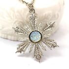 Fashion Jewelry Women Crystal Snowflake Pendant Necklace Silver Chain