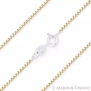 0,8 mm Runde Box Link 0,925 Italien Sterlingsilber & 14k YG italienische Kette Halskette - Bild 1 von 2