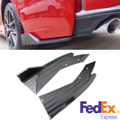 2x Carbon Fiber Style Car Rear Bumper Spoiler Diffuser Protector Universal USA - Image 1 of 4