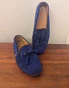 NWOB Ralph Lauren PURPLE LABEL 12 1/2 D US Blue Suede HAROLD TASSEL DRIVER Mocs - Picture 1 of 8