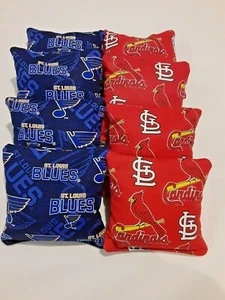 Set 8 borse Cornhole Corn Hole St. Saint Louis Blues e Cardinals - Foto 1 di 1