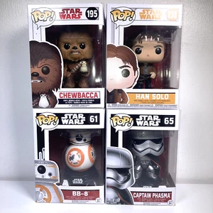 4 x Funko Pop de Star Wars en caja! Paquete de figuras de vinilo 61 65 195 238 Han Solo BB-8 - Imagen 1 de 11