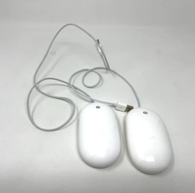 Apple Mighty Mouse 2 White 2X USB Wired Mouse  Optical Side Buttons Scroll A1152 - Image 1 of 4