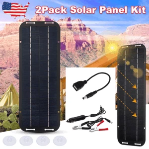 2Pack Solar Panel Kit 12V Trickle Charger Battery Charger Maintainer Boat RV Car - Picture 1 of 13