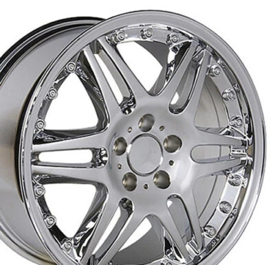 18x8.5 Wheels Fits Mercedes Benz C E S Class SLK CLK CLS ET35 Chrome W1X SET - Image 1 of 4