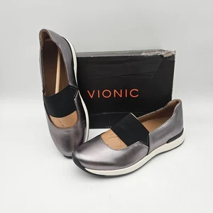 Pisos planos de ballet de peltre metálico Vionic Cadee para mujer talla 7 nuevos en caja - Imagen 1 de 7