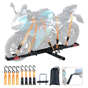 Motorcycle Carrier Scooter Dirt Bike Hitch Mount 600LBS Rack Ramp Hauler - Picture 1 of 12