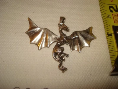 Collar Dragón Plata 925 Para Hombre Unisex De Colección Colgante Gótico Fantasía Leyenda Volar Foto 1 de 4